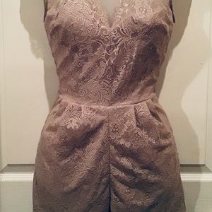 Bebe Beige Lace Romper